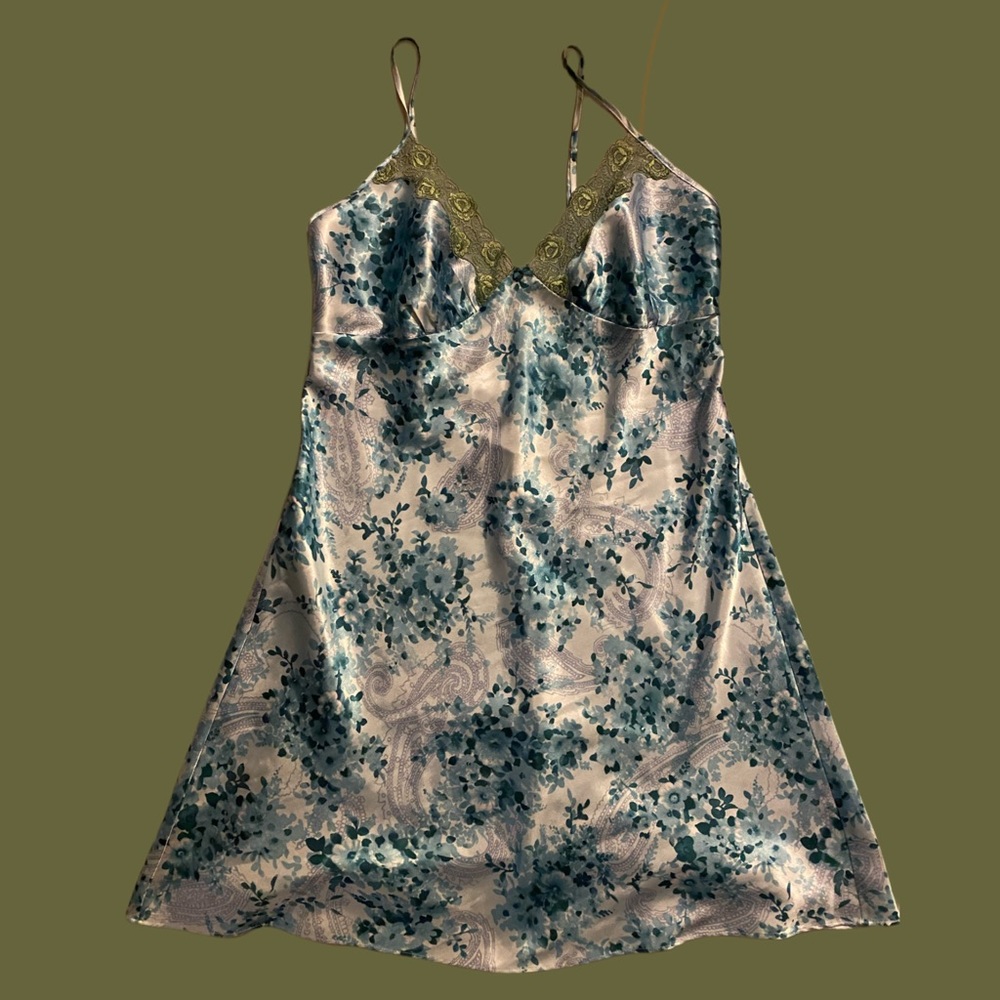 Vintage Blue floral paisley fairy slip dress
